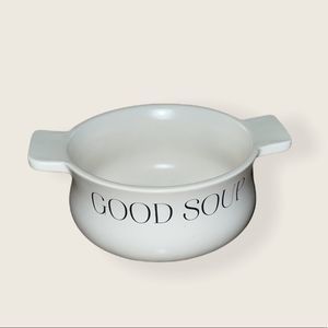 Indigo White “Good Soup” Ceramic Soup Bowl